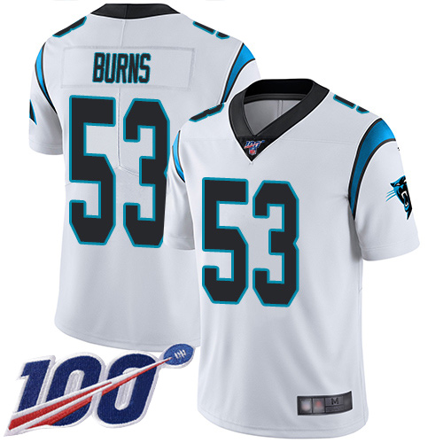 Carolina Panthers Limited White Men Brian Burns Road Jersey NFL Football #53 100th Season Vapor Untouchable->carolina panthers->NFL Jersey